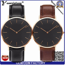 Yxl-477 Dw Stil Legierung 3 ATM wasserdicht Uhr Men′s Miyota japanische Bewegung Edelstahl Case aus echtem Leder Band benutzerdefinierte Armbanduhr